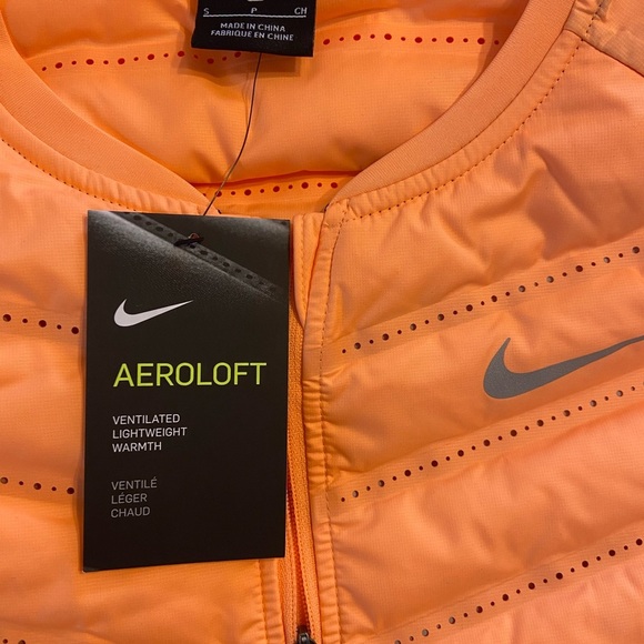 NWT NIKE AEROLOFT 800 DOWN FLASH RUNNING GILET VEST SIZE S (799849 835) orange - Picture 3 of 6